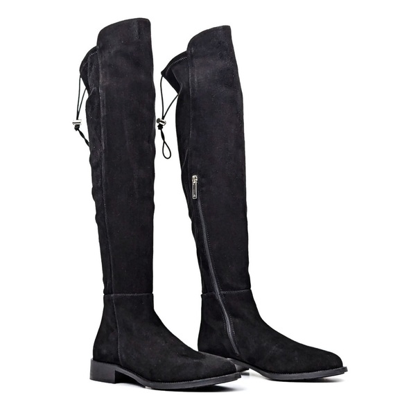 AQUATALIA NORINA BLACK SUEDE BACK DRAWCORD DRESSY OTK FASHION BOOTS Sz 9.5 - Picture 1 of 9